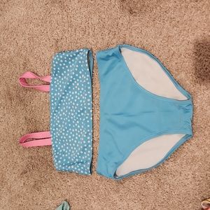 Bogo Girls Cat & Jack 14-16 Bikini Swim Bathing suit Blue Polka Dot with Pink